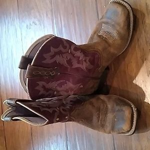 Vintage Bomber Purple Brown Ariat Tombstone Western Size 1 Kids Boots